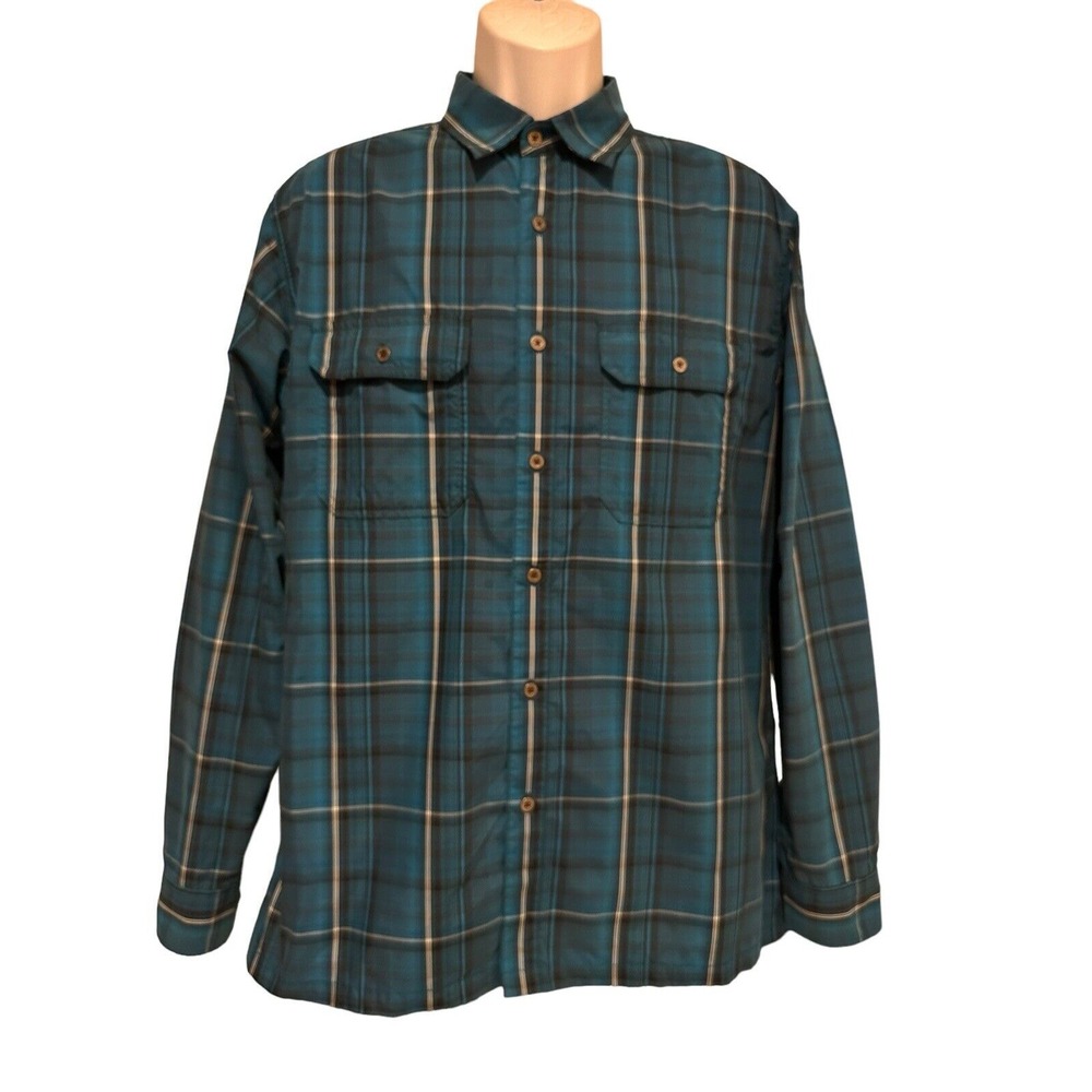 Kuhl Mens‎ Shirt Green Plaid Eluxur Button Up Outdoor Lightweight Hiking M